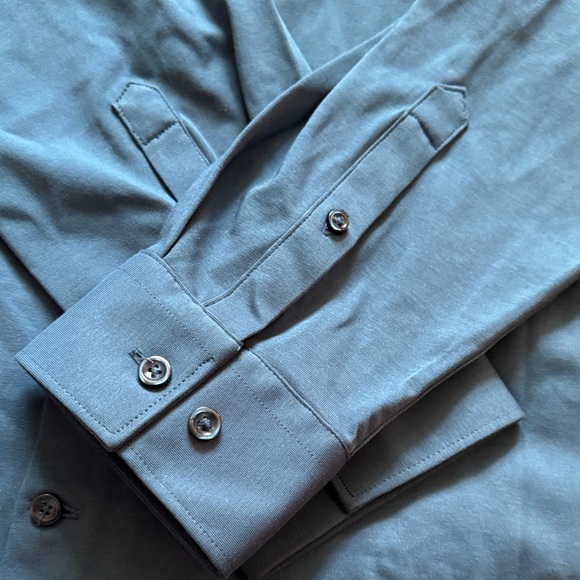 Express Men's Teal cotton stretch Casual Button Down Shirt - Picture 2 of 3